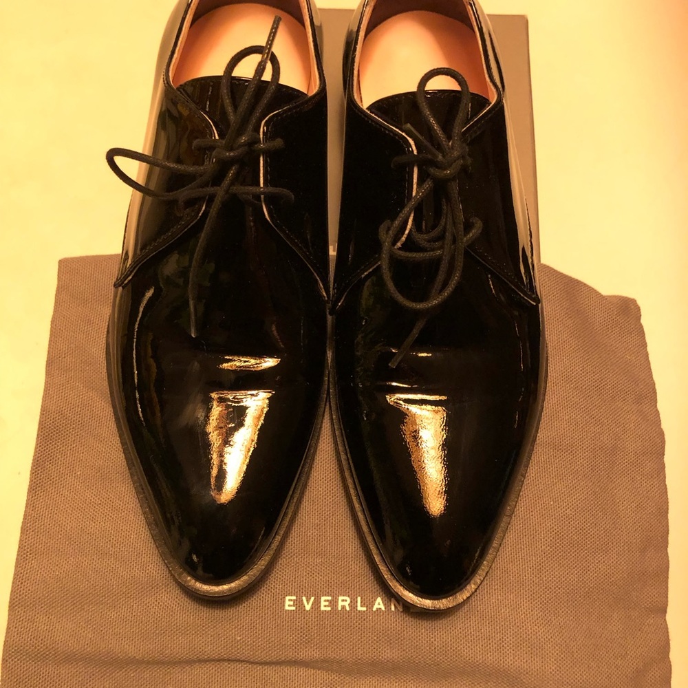 Everlane black patent leather oxfords women size 5